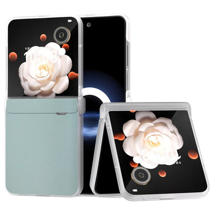 For Honor Magic V Flip 5G Case Hinge Protection Leather+PC Phone Cover Matte Edge
