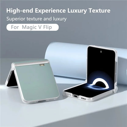 For Honor Magic V Flip 5G Case Hinge Protection Leather+PC Phone Cover Matte Edge