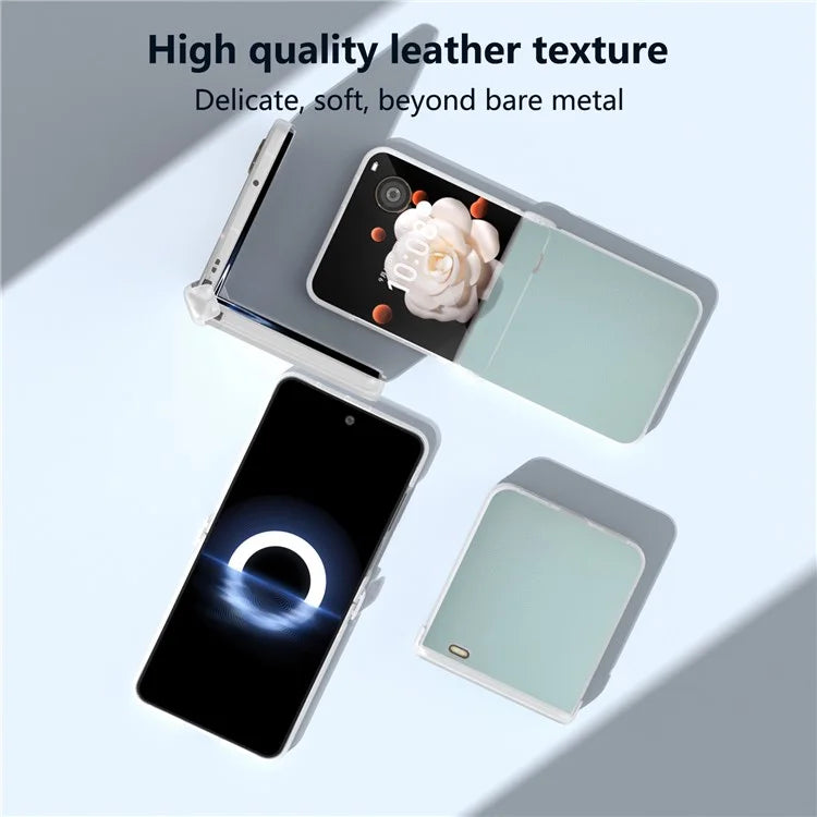 For Honor Magic V Flip 5G Case Hinge Protection Leather+PC Phone Cover Matte Edge