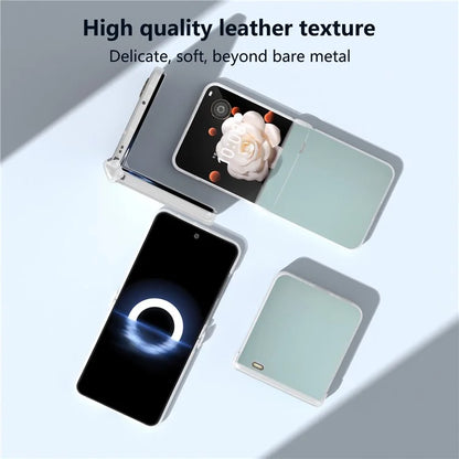 For Honor Magic V Flip 5G Case Hinge Protection Leather+PC Phone Cover Matte Edge
