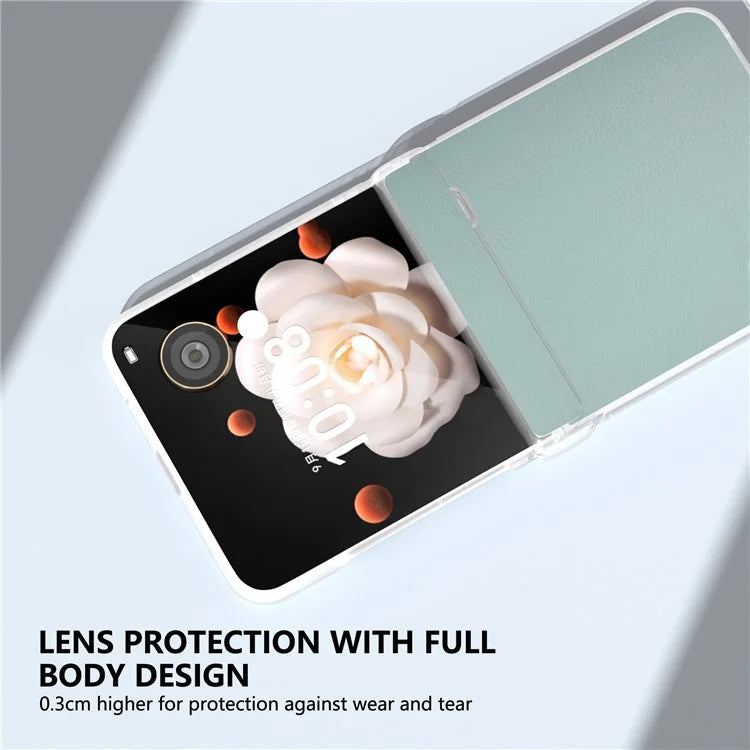 For Honor Magic V Flip 5G Case Hinge Protection Leather+PC Phone Cover Matte Edge