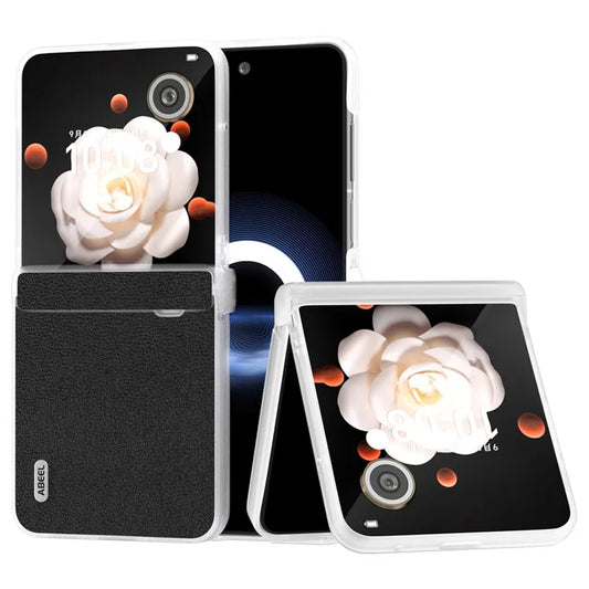 ABEEL For Honor Magic V Flip 5G Case Matte Frame Genuine Cow Leather Back Cover