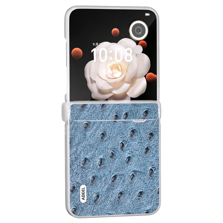 ABEEL For Honor Magic V Flip 5G Case Genuine Cow Leather+PC Phone Cover Hinge Protection