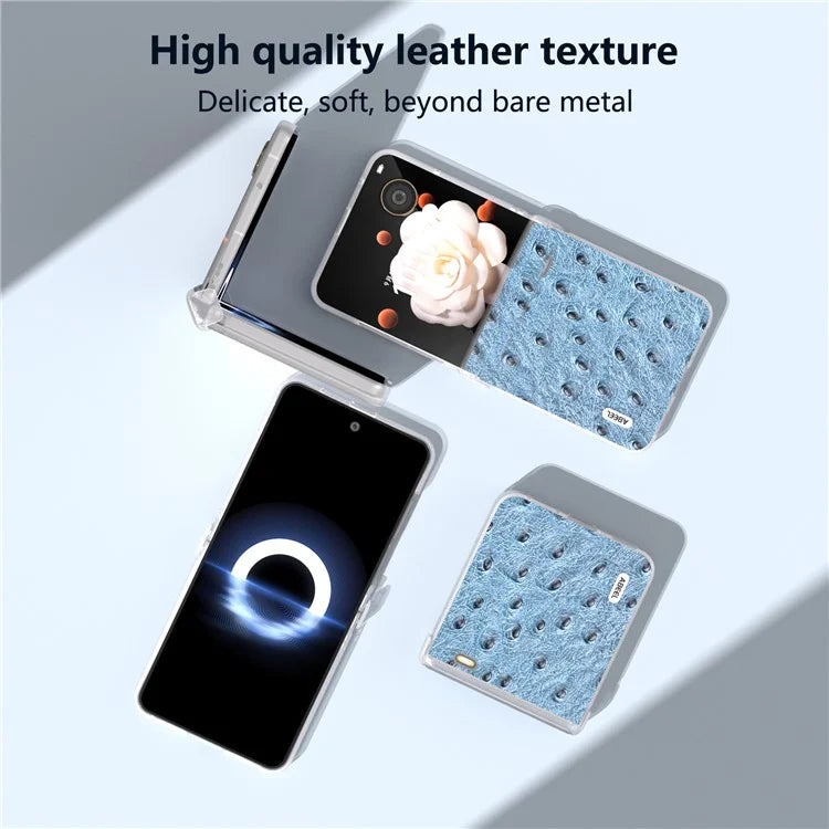 ABEEL For Honor Magic V Flip 5G Case Genuine Cow Leather+PC Phone Cover Hinge Protection