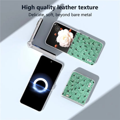 ABEEL For Honor Magic V Flip 5G Case Genuine Cow Leather+PC Phone Cover Hinge Protection