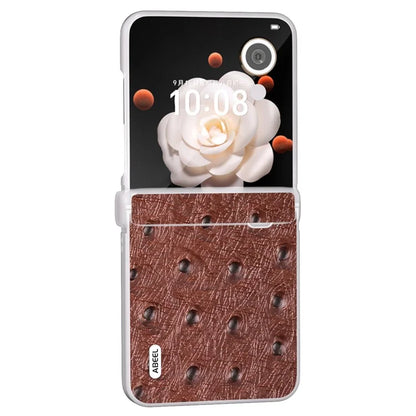 ABEEL For Honor Magic V Flip 5G Case Genuine Cow Leather+PC Phone Cover Hinge Protection