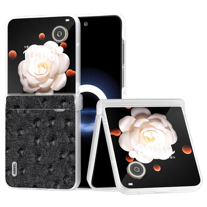 ABEEL For Honor Magic V Flip 5G Case Genuine Cow Leather+PC Phone Cover Hinge Protection