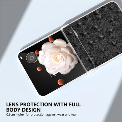 ABEEL For Honor Magic V Flip 5G Case Genuine Cow Leather+PC Phone Cover Hinge Protection