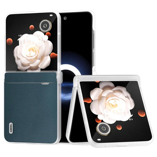 ABEEL For Honor Magic V Flip 5G Case Hinge Protection Matte Edge Genuine Cow Leather+PC Cover