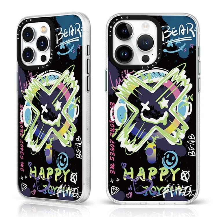 JAUCASE For iPhone 15 Pro Compatible with MagSafe Phone Case Graffiti Pattern PC+TPU Back Cover
