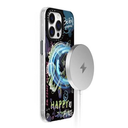 JAUCASE For iPhone 15 Pro Compatible with MagSafe Phone Case Graffiti Pattern PC+TPU Back Cover