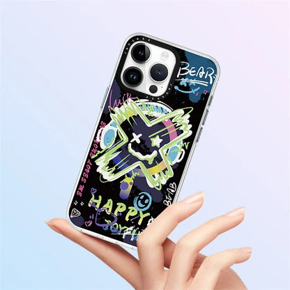 JAUCASE For iPhone 15 Pro Compatible with MagSafe Phone Case Graffiti Pattern PC+TPU Back Cover