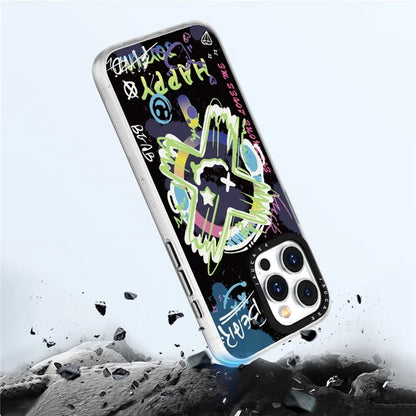 JAUCASE For iPhone 15 Pro Compatible with MagSafe Phone Case Graffiti Pattern PC+TPU Back Cover