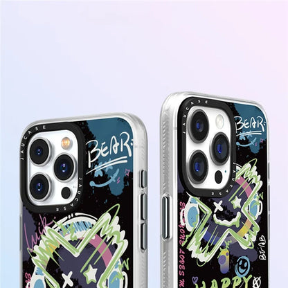 JAUCASE For iPhone 15 Pro Compatible with MagSafe Phone Case Graffiti Pattern PC+TPU Back Cover