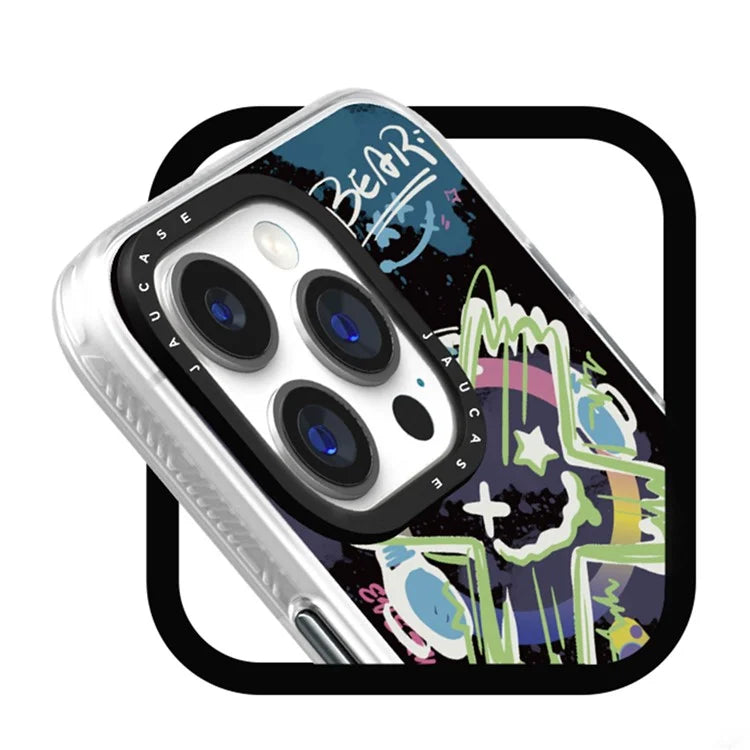 JAUCASE For iPhone 15 Pro Compatible with MagSafe Phone Case Graffiti Pattern PC+TPU Back Cover