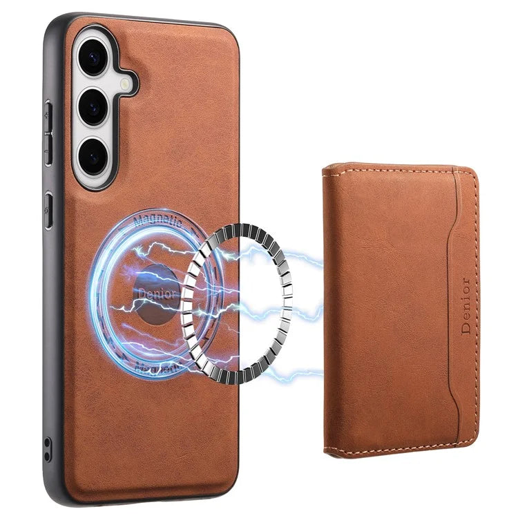 DENIOR D13 For Samsung Galaxy S24+ Retro Phone Case with Card Holder Detachable Strong Magnetic