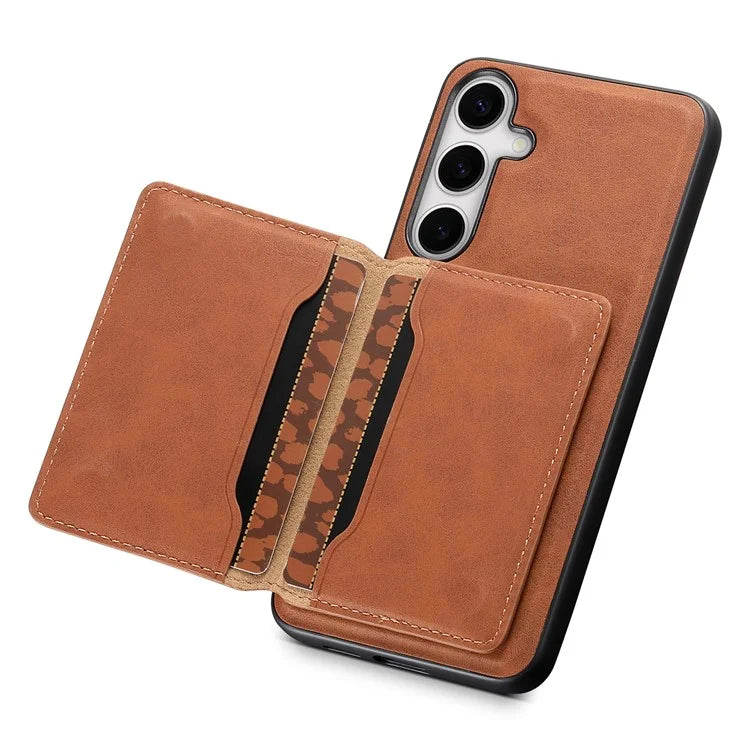 DENIOR D13 For Samsung Galaxy S24+ Retro Phone Case with Card Holder Detachable Strong Magnetic