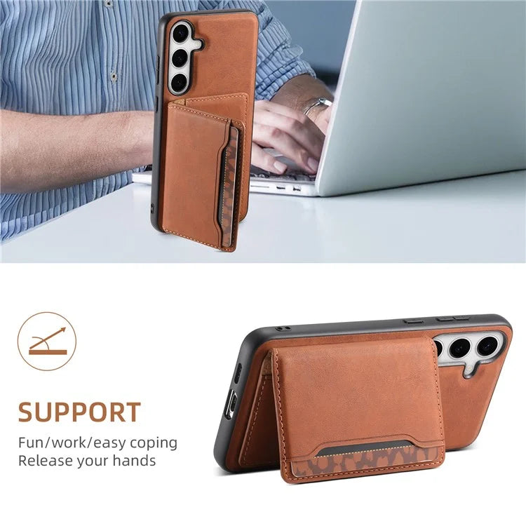 DENIOR D13 For Samsung Galaxy S24+ Retro Phone Case with Card Holder Detachable Strong Magnetic