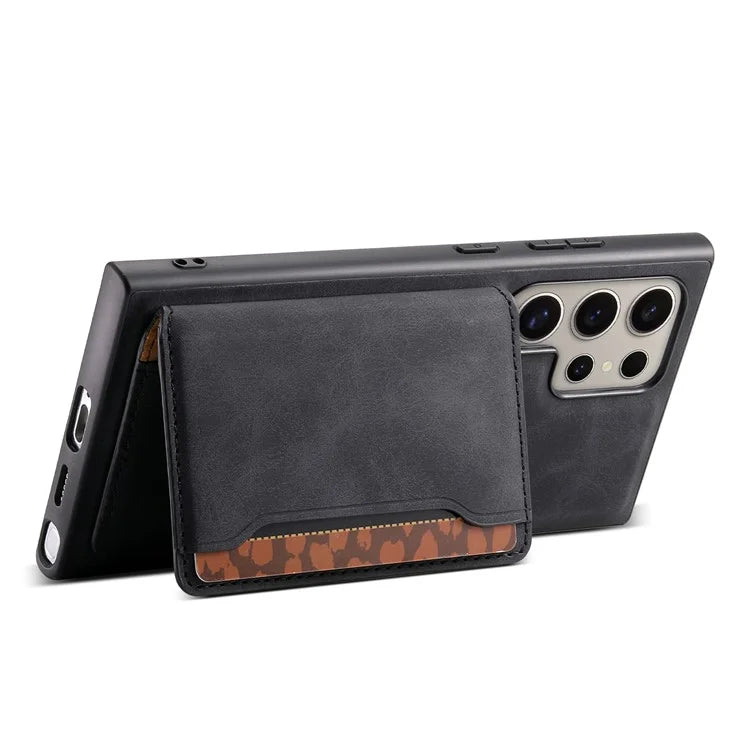 DENIOR D13 For Samsung Galaxy S24 Ultra Case Detachable Magnetic Leather Back Cover with Card Slots