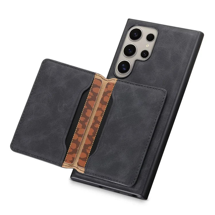 DENIOR D13 For Samsung Galaxy S24 Ultra Case Detachable Magnetic Leather Back Cover with Card Slots
