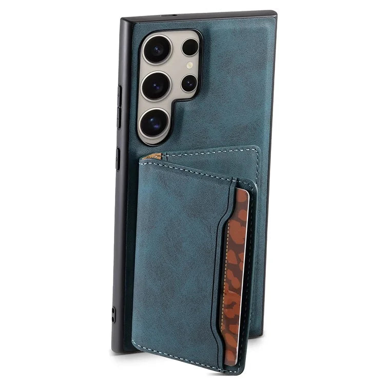 DENIOR D13 For Samsung Galaxy S24 Ultra Case Detachable Magnetic Leather Back Cover with Card Slots