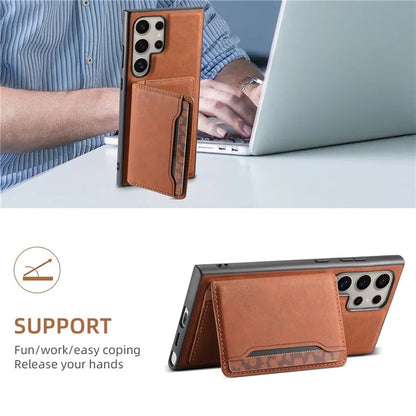 DENIOR D13 For Samsung Galaxy S24 Ultra Case Detachable Magnetic Leather Back Cover with Card Slots