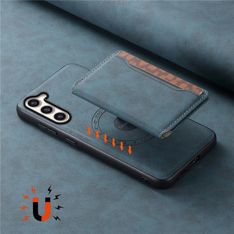 DENIOR D13 For Samsung Galaxy S23+ Case Leather + PC + TPU Phone Cover with Detachable Card Holder