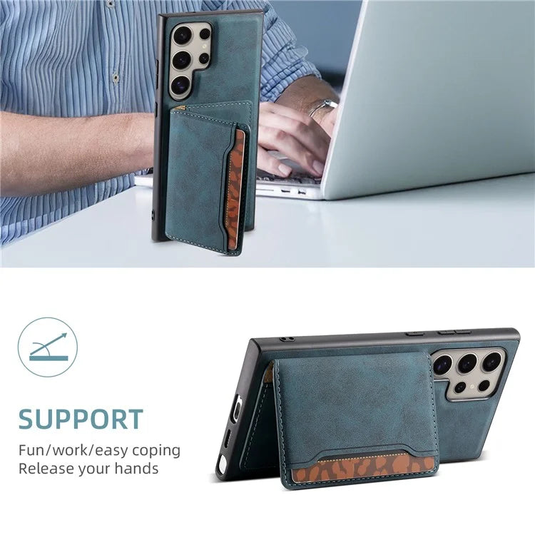 DENIOR D13 For Samsung Galaxy S23 Ultra Case Leather + PC + TPU Phone Cover with Detachable Card Holder