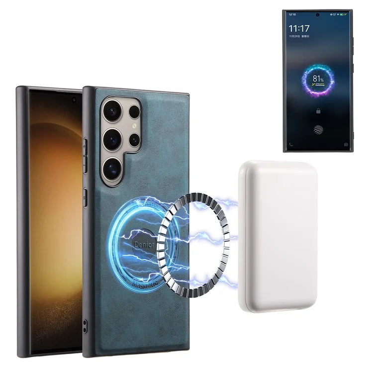 DENIOR D13 For Samsung Galaxy S23 Ultra Case Leather + PC + TPU Phone Cover with Detachable Card Holder