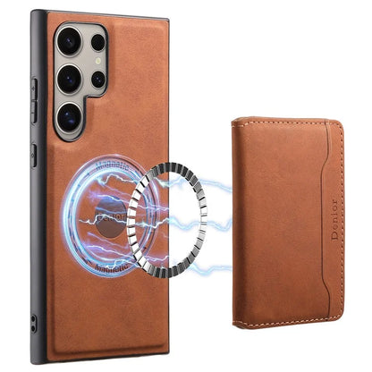 DENIOR D13 For Samsung Galaxy S23 Ultra Case Leather + PC + TPU Phone Cover with Detachable Card Holder