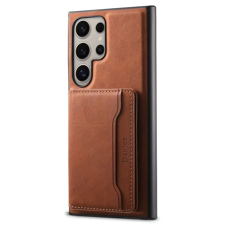 DENIOR D13 For Samsung Galaxy S23 Ultra Case Leather + PC + TPU Phone Cover with Detachable Card Holder
