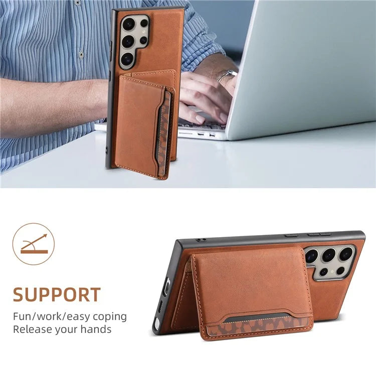DENIOR D13 For Samsung Galaxy S23 Ultra Case Leather + PC + TPU Phone Cover with Detachable Card Holder