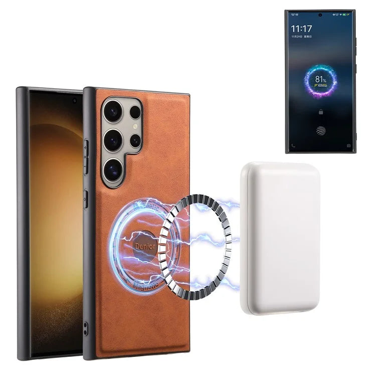 DENIOR D13 For Samsung Galaxy S23 Ultra Case Leather + PC + TPU Phone Cover with Detachable Card Holder