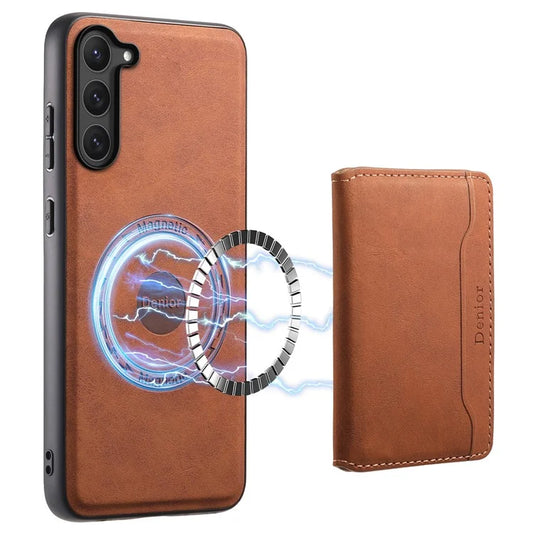 DENIOR D13 For Samsung Galaxy S23 Case Detachable Card Bag Leather+PC+TPU Phone Cover