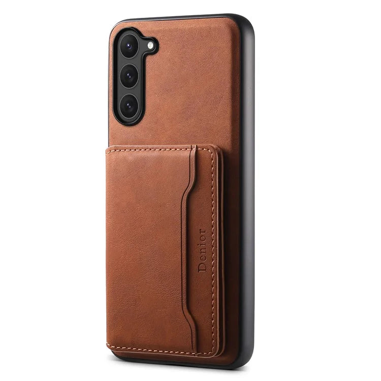 DENIOR D13 For Samsung Galaxy S23 Case Detachable Card Bag Leather+PC+TPU Phone Cover