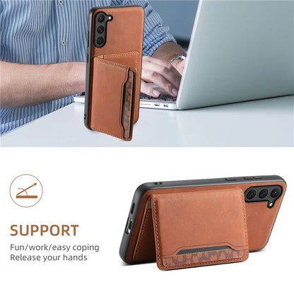 DENIOR D13 For Samsung Galaxy S23 Case Detachable Card Bag Leather+PC+TPU Phone Cover