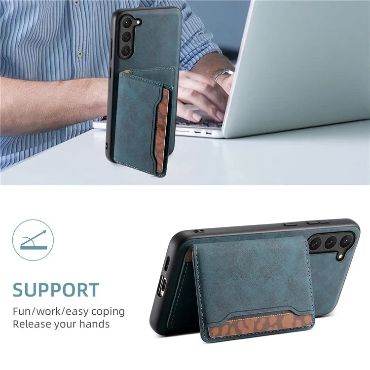 DENIOR D13 For Samsung Galaxy S23 Case Detachable Card Bag Leather+PC+TPU Phone Cover