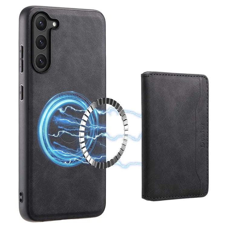 DENIOR D13 For Samsung Galaxy S23 Case Detachable Card Bag Leather+PC+TPU Phone Cover
