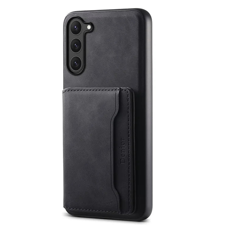 DENIOR D13 For Samsung Galaxy S23 Case Detachable Card Bag Leather+PC+TPU Phone Cover