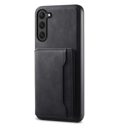 DENIOR D13 For Samsung Galaxy S23 Case Detachable Card Bag Leather+PC+TPU Phone Cover