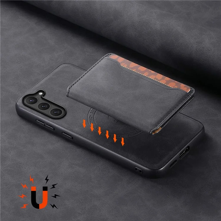DENIOR D13 For Samsung Galaxy S23 Case Detachable Card Bag Leather+PC+TPU Phone Cover