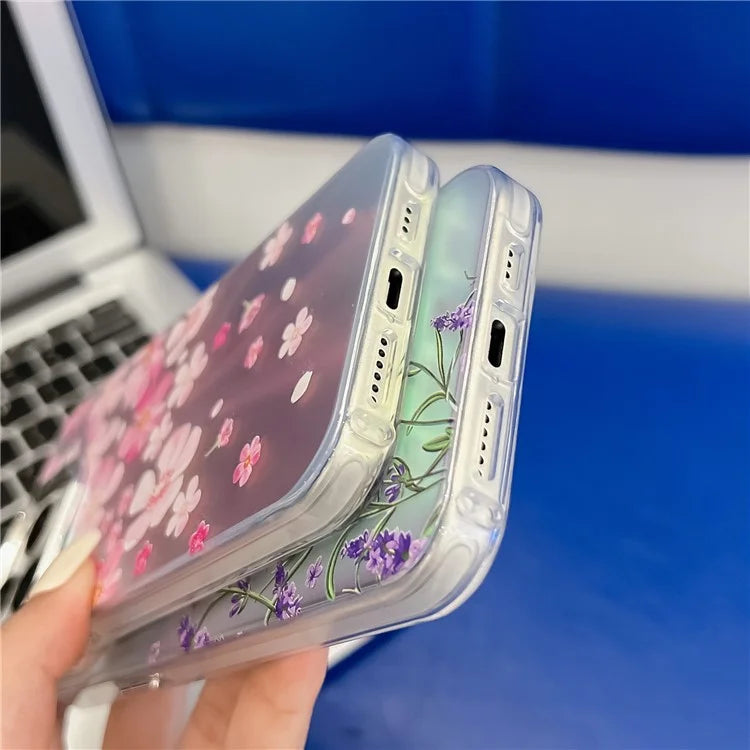 For iPhone 14 Pro Max Case Stylish Flower Pattern Electroplated Anti-drop Phone Cover5
