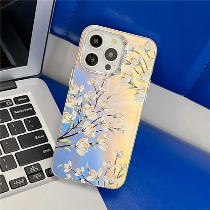 For iPhone 14 Pro Max Case Stylish Flower Pattern Electroplated Anti-Drop Phone Cover7