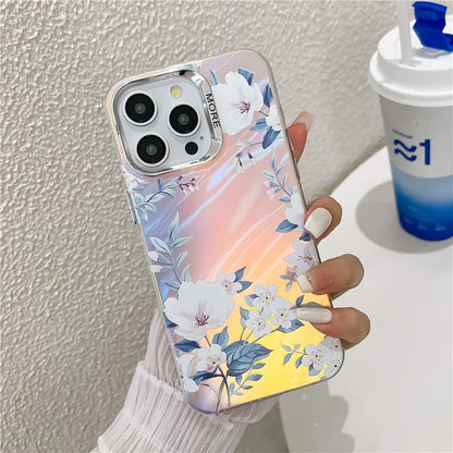 For iPhone 15 Pro Case Stylish Flower Pattern Electroplated Anti-Drop Phone Cover0