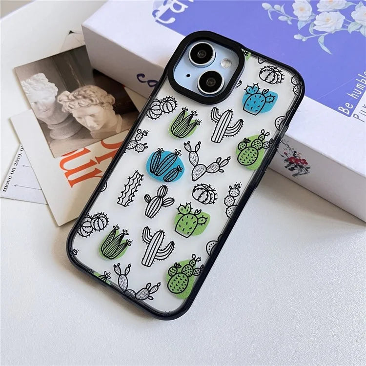 For iPhone 14 Cell Phone Case Colorful Pattern Shockproof Hard Acrylic Cover
