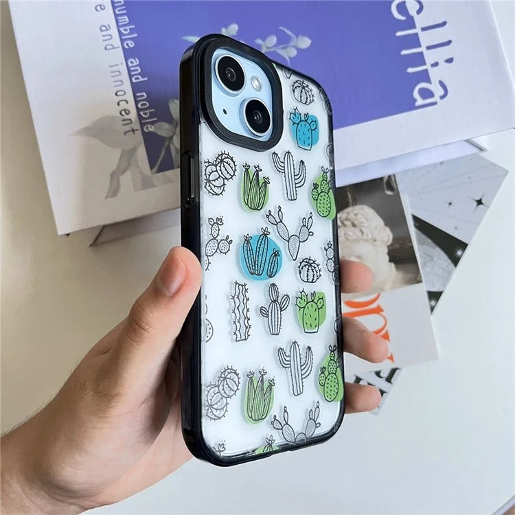 For iPhone 14 Cell Phone Case Colorful Pattern Shockproof Hard Acrylic Cover