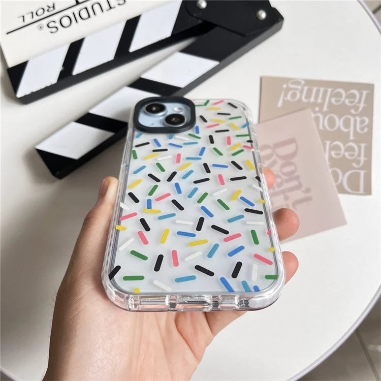 For iPhone 14 Cell Phone Case Colorful Pattern Shockproof Hard Acrylic Cover