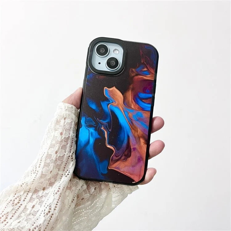 For iPhone 14 Cell Phone Case Colorful Pattern Shockproof Hard Acrylic Cover