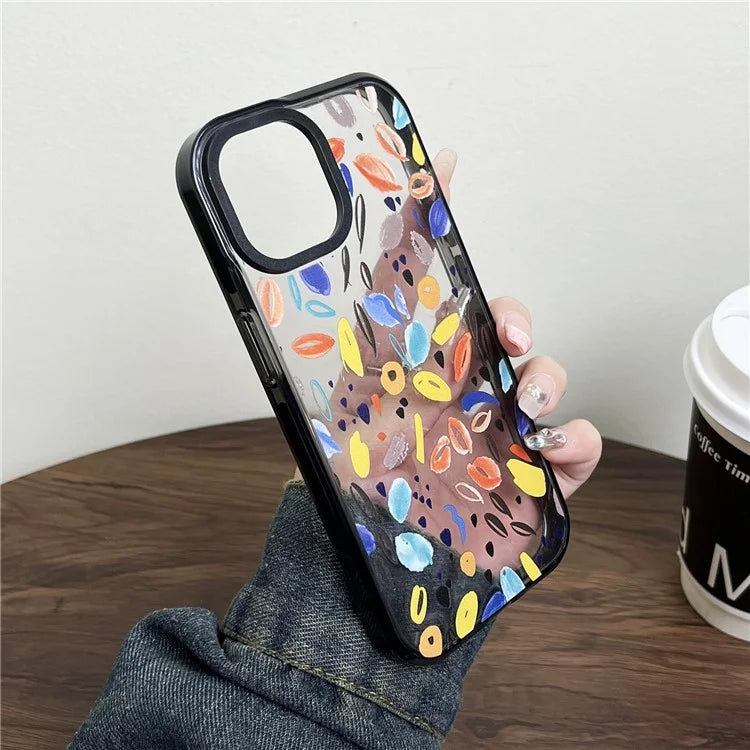 For iPhone 14 Cell Phone Case Colorful Pattern Shockproof Hard Acrylic Cover