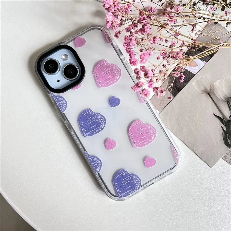 For iPhone 14 Plus Cell Phone Cases Colorful Pattern Shockproof Acrylic Back Cover